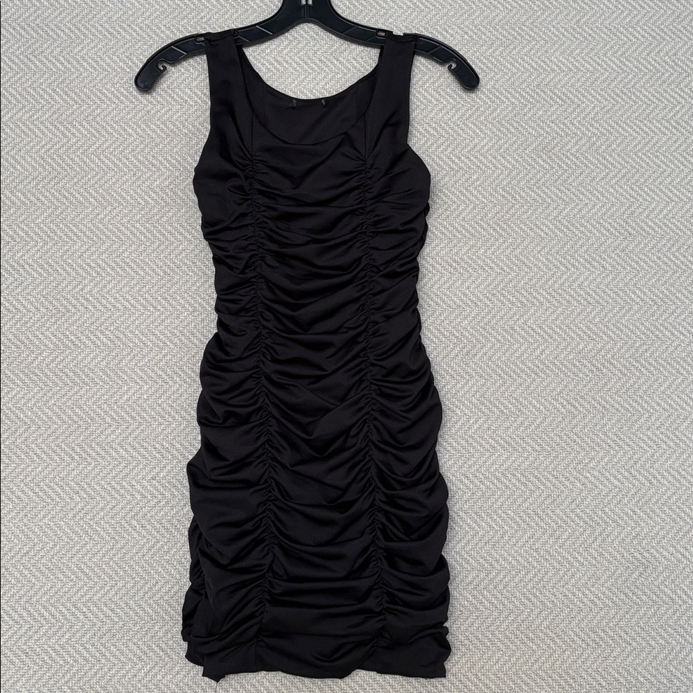 Gathered Rouched Satin Mini Bodycon Dress - Picture 5 of 6